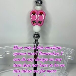 Pink and White Beaded Envelope Opener